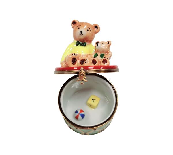 Teddy Bears on Drum Limoges Porcelain Limoges Teddy music French Trinket Box