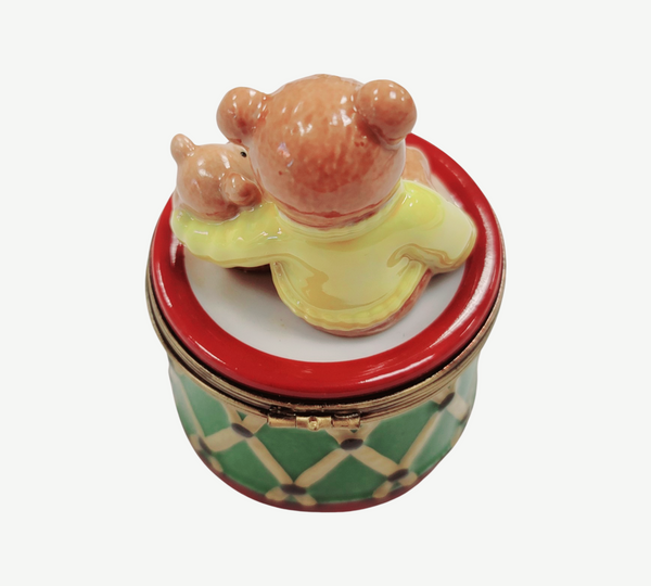 Teddy Bears on Drum Limoges Porcelain Limoges Teddy music French Trinket Box