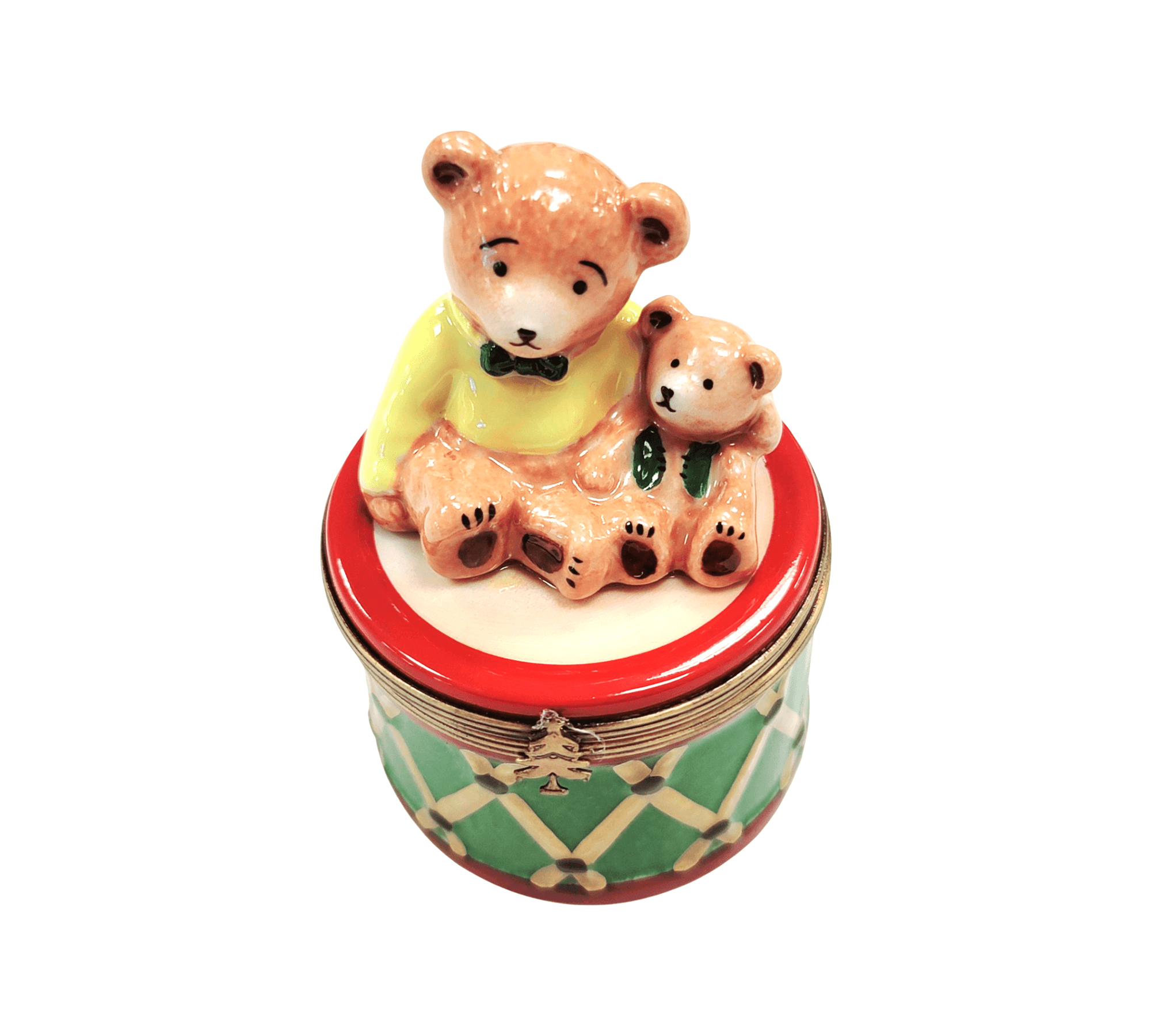 Teddy Bears on Drum Limoges Porcelain Limoges Teddy music French Trinket Box