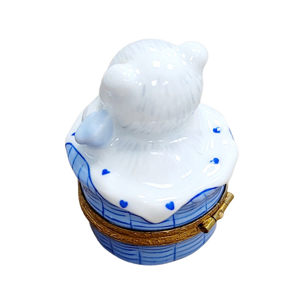 Teddy Bear Laundry Treasure Porcelain Limoges Teddy French Trinket Box