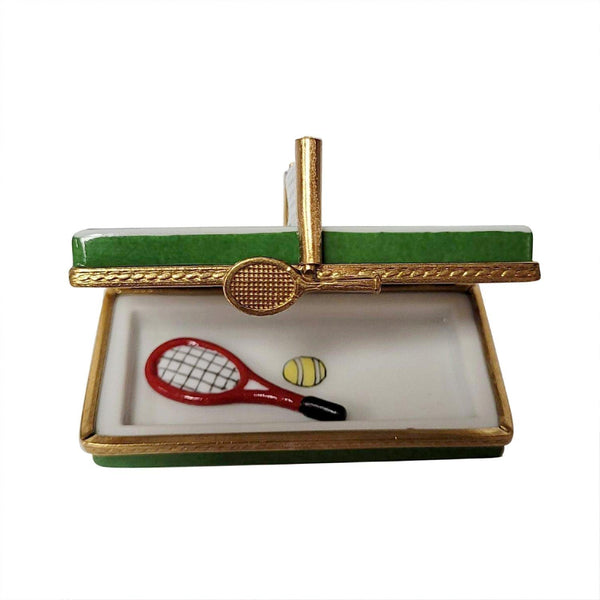 Tennis Court with Removable Racquet Porcelain Limoges sports limoges boxes French Trinket Box