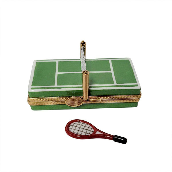 Tennis Court with Removable Racquet Porcelain Limoges sports limoges boxes French Trinket Box