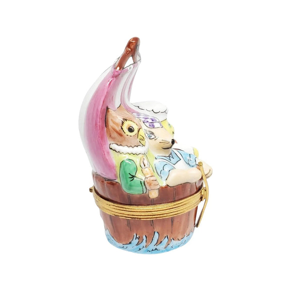 Three Men In A Tub Porcelain Limoges fairy myth French Trinket Box