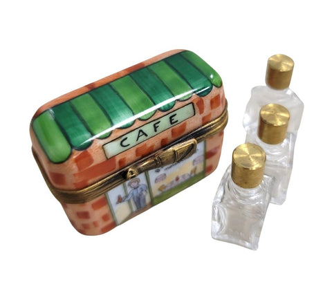 Three Perfume Cafe Box Porcelain Limoges Perfume French Trinket Box