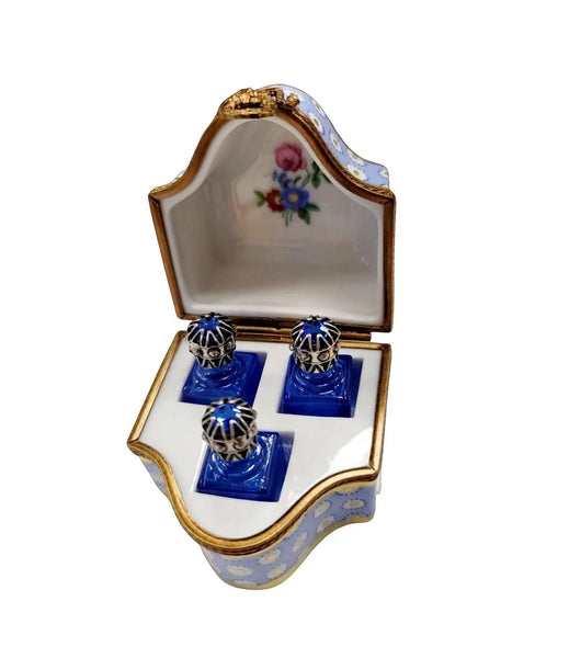 Three Perfumes in Elegant Chest Porcelain Limoges perfume French Trinket Box