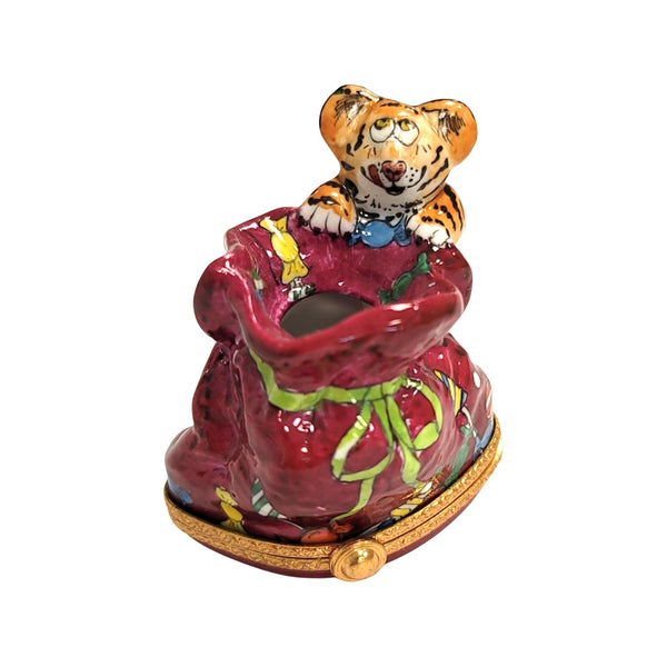 Tiger Pencil Holder Limoges Box Porcelain Limoges cat wild kids baby French Trinket Box