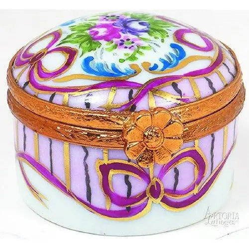 Tiny Round: Recamier Pink Porcelain Limoges traditional French Trinket Box