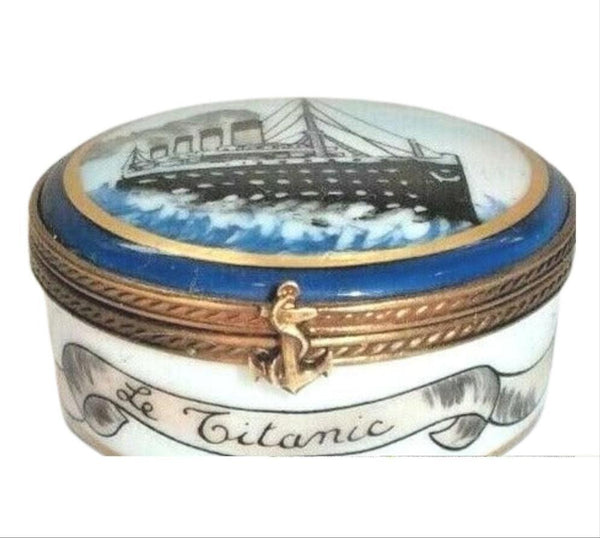 Titanic Porcelain Memorial Box Porcelain Limoges vehicle French Trinket Box