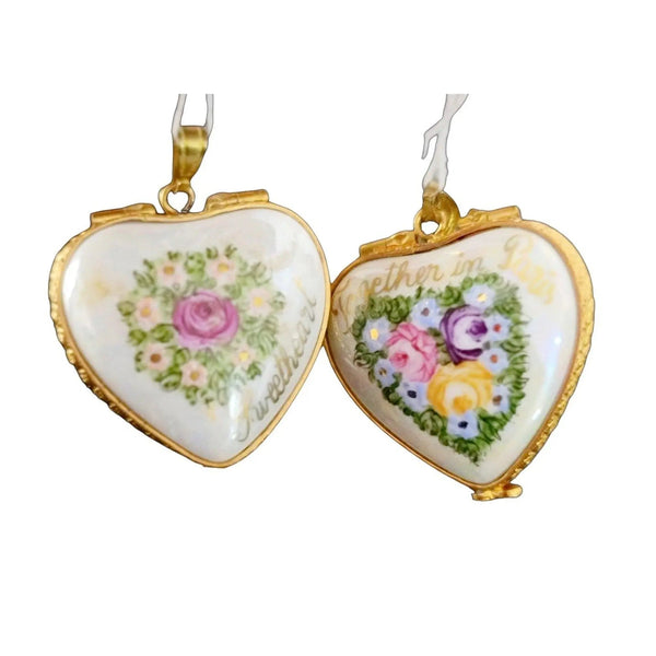 Together in Paris Pendant Porcelain Limoges French Trinket Box
