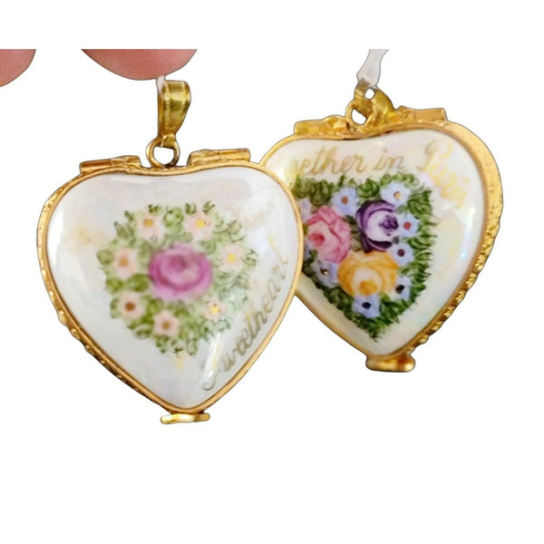 Together in Paris Pendant Porcelain Limoges French Trinket Box