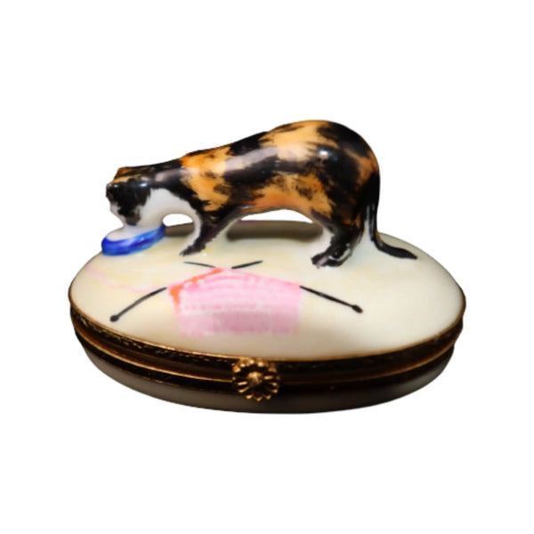 Tortoise Shell Cat Porcelain Limoges cat cats French Trinket Box