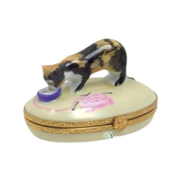 Tortoise Shell Cat Porcelain Limoges cat cats French Trinket Box