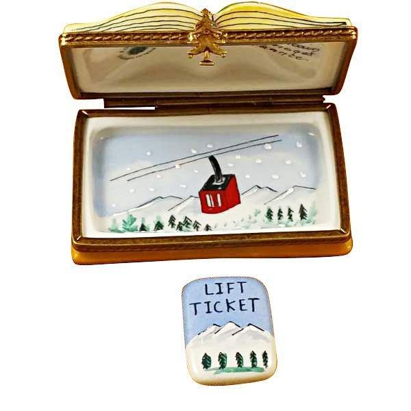 Trail Map w Removable Lift Ticket Skiing Skier Porcelain Limoges travel Rochard Limoges Box sports winter French Trinket Box