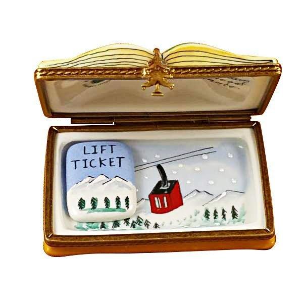 Trail Map w Removable Lift Ticket Skiing Skier Porcelain Limoges travel Rochard Limoges Box sports winter French Trinket Box