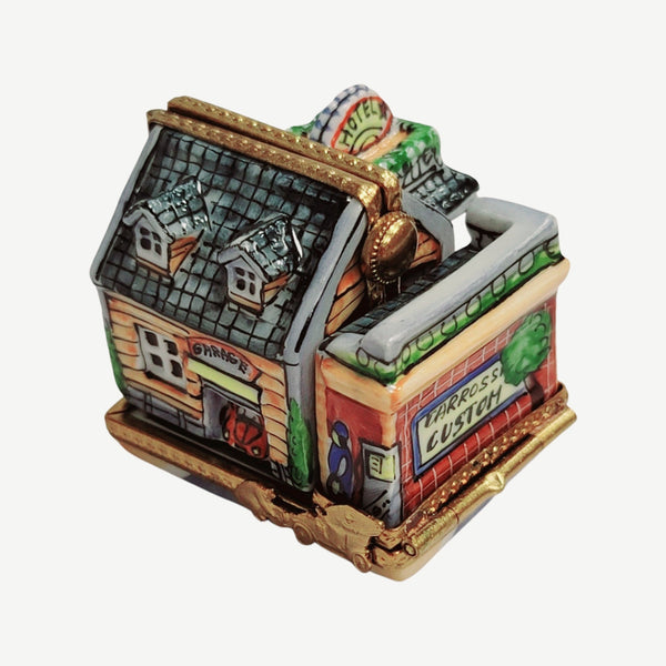 Triple Hinged Blue Motel Porcelain Limoges Artoria French Trinket Box