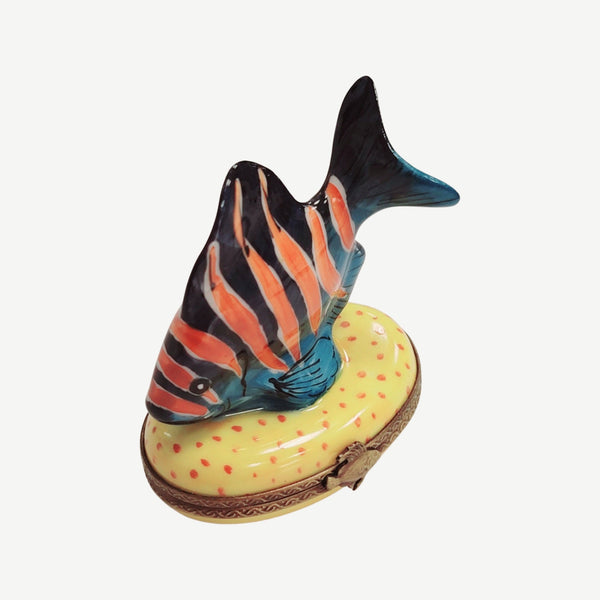 Tropical Fish Porcelain Figurine Porcelain Limoges fish ocean beach LIMOGES BOXES French Trinket Box