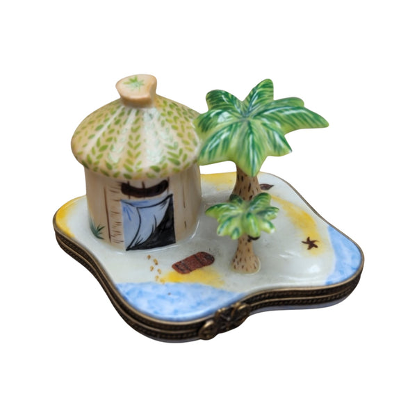 Tropical Tiki Hut Limoges Box Porcelain Limoges LIMOGES BOXES beach travel French Trinket Box