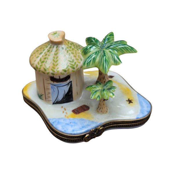Tropical Tiki Hut Limoges Box Porcelain Limoges LIMOGES BOXES beach travel French Trinket Box