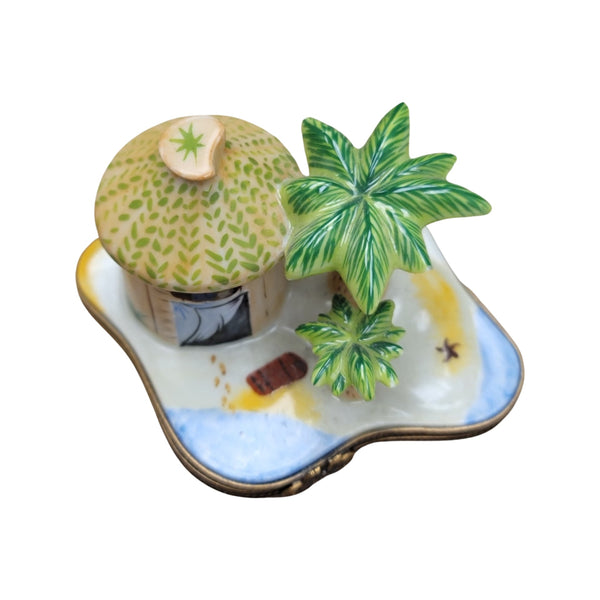 Tropical Tiki Hut Limoges Box Porcelain Limoges LIMOGES BOXES beach travel French Trinket Box