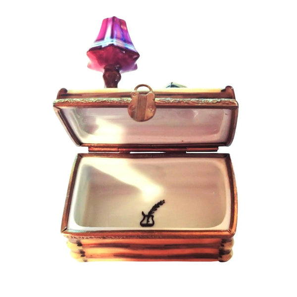 Trunk Lamp and Book Limoges Box Porcelain Limoges furniture French Trinket Box