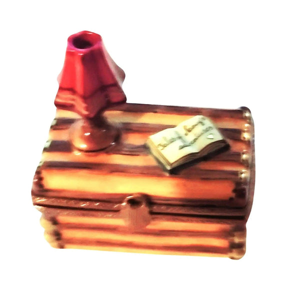 Trunk Lamp and Book Limoges Box Porcelain Limoges furniture French Trinket Box