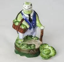 Turtle Gardener w Lettuce Porcelain Limoges turtle limoges boxes French Trinket Box