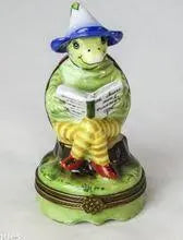 Turtle Reading Porcelain Limoges turtle limoges boxes French Trinket Box