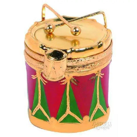 Twelve Drummers Drumming- 12 Days Of Christmas Porcelain Limoges xmas theme French Trinket Box