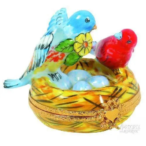 Two Birds In Nest Porcelain Limoges birds bird French Trinket Box
