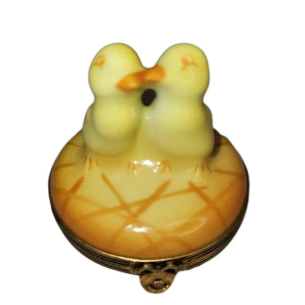 Two Chicks Smooching Box Porcelain Limoges chick farm easter Rochard Limoges Box French Trinket Box