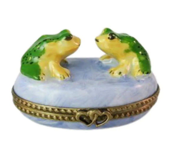 Two Frogs Porcelain Limoges frog limoges boxes French Trinket Box