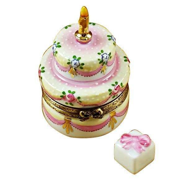 Two Layer Cake w Removable Gift Porcelain Limoges birthday French Trinket Box