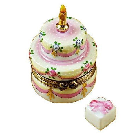 Two Layer Cake w Removable Gift Porcelain Limoges birthday French Trinket Box