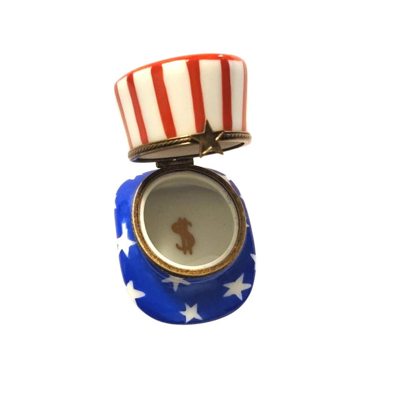 Uncle Sam Patriotic Limoges Box Porcelain Limoges united patriotic hat Limoges Imports Limoges Boxes French Trinket Box