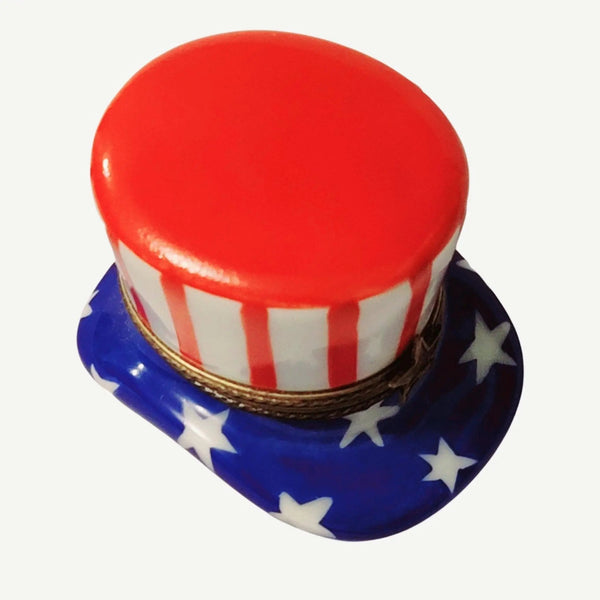 Uncle Sam Patriotic Limoges Box Porcelain Limoges united patriotic hat Limoges Imports Limoges Boxes French Trinket Box