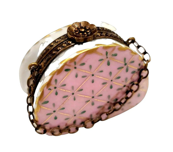 Unique Pink Purse Limoges Box Porcelain Limoges purse trinket box limoges French Trinket Box