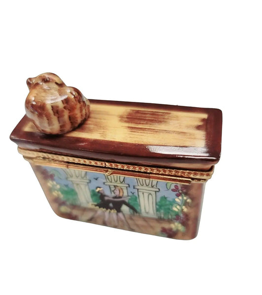 Upright Piano with Cat Charm Porcelain Limoges music LIMOGES BOXES French Trinket Box