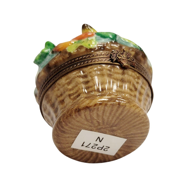 Vibrant Fruit Basket Figurine Porcelain Limoges Fruit Basket French Trinket Box