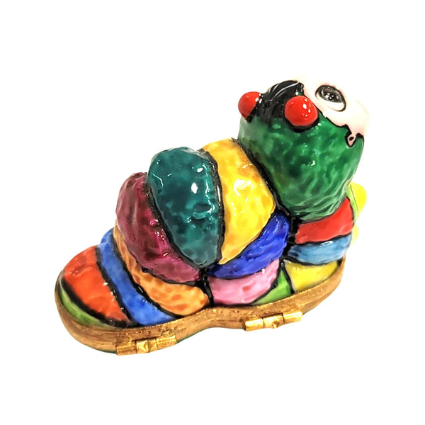 Vibrant Limoges Worm Figurine Porcelain Limoges LIMOGES BOXES bugs critters bug French Trinket Box