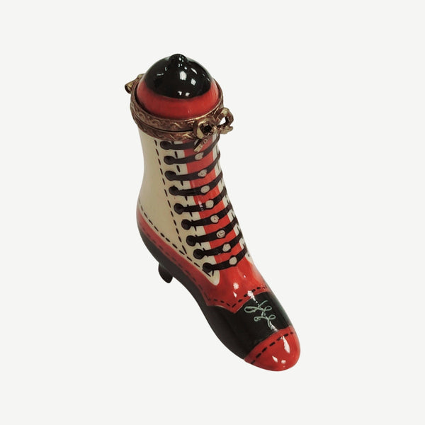 Victorian Elegance Boot Figurine Porcelain Limoges shoe figurine LIMOGES BOXES French Trinket Box