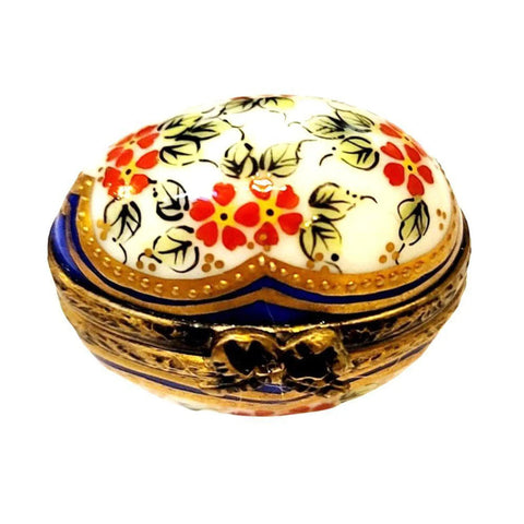 Vintage Limoges Blue Red Egg Box Porcelain Limoges Egg Limoges Boxes traditional French Trinket Box