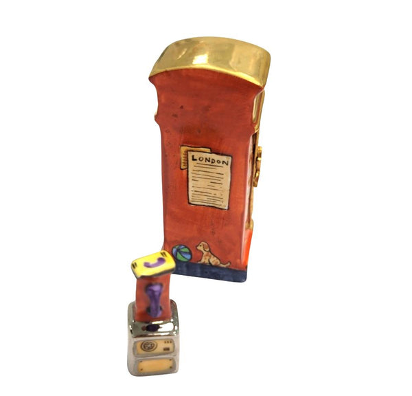 Vintage Telephone Booth Figurine Porcelain Limoges furniture travel French Trinket Box