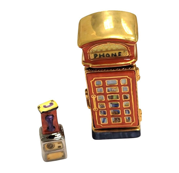 Vintage Telephone Booth Figurine Porcelain Limoges furniture travel French Trinket Box