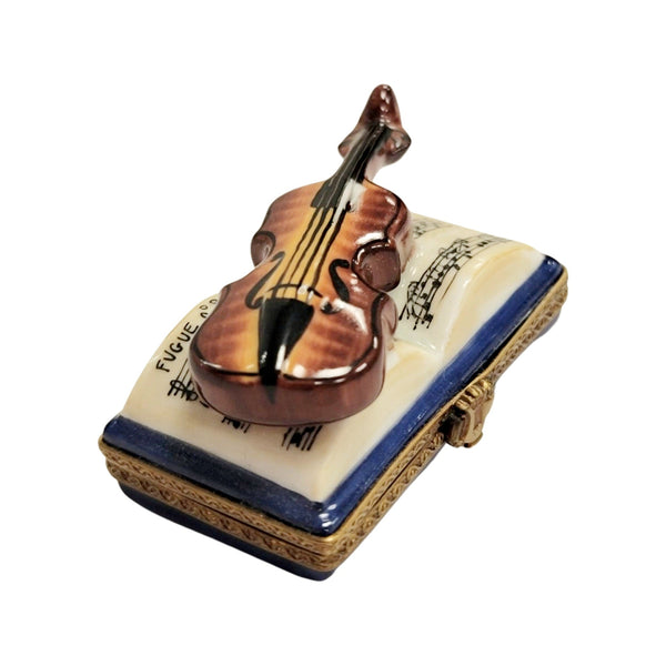 Violin on Book Limoges Box Porcelain Limoges music figurine LIMOGES BOXES book French Trinket Box