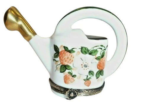 Watering Can With Strawberries Porcelain Limoges Limoges Box garden flowers French Trinket Box