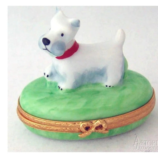 Westie or Terrier Dog Porcelain Limoges dog dogs French Trinket Box