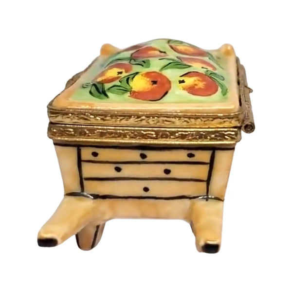 Wheel Barrow: Fruits Porcelain Limoges garden flowers French Trinket Box