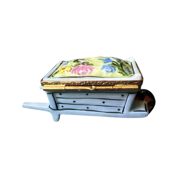 Wheel Barrow: Garden w Flower Porcelain Limoges garden flowers French Trinket Box
