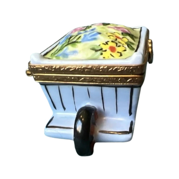 Wheel Barrow: Garden w Flower Porcelain Limoges garden flowers French Trinket Box