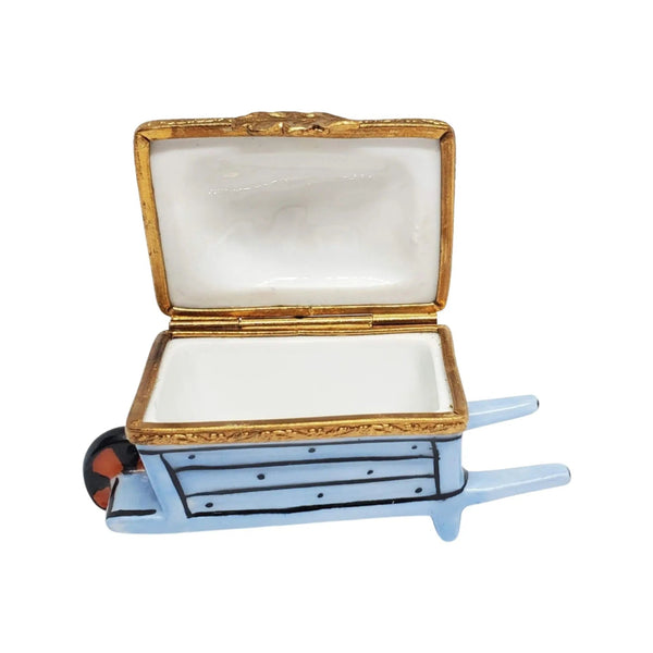 Wheel Barrow: Garden w Flower Porcelain Limoges garden flowers French Trinket Box